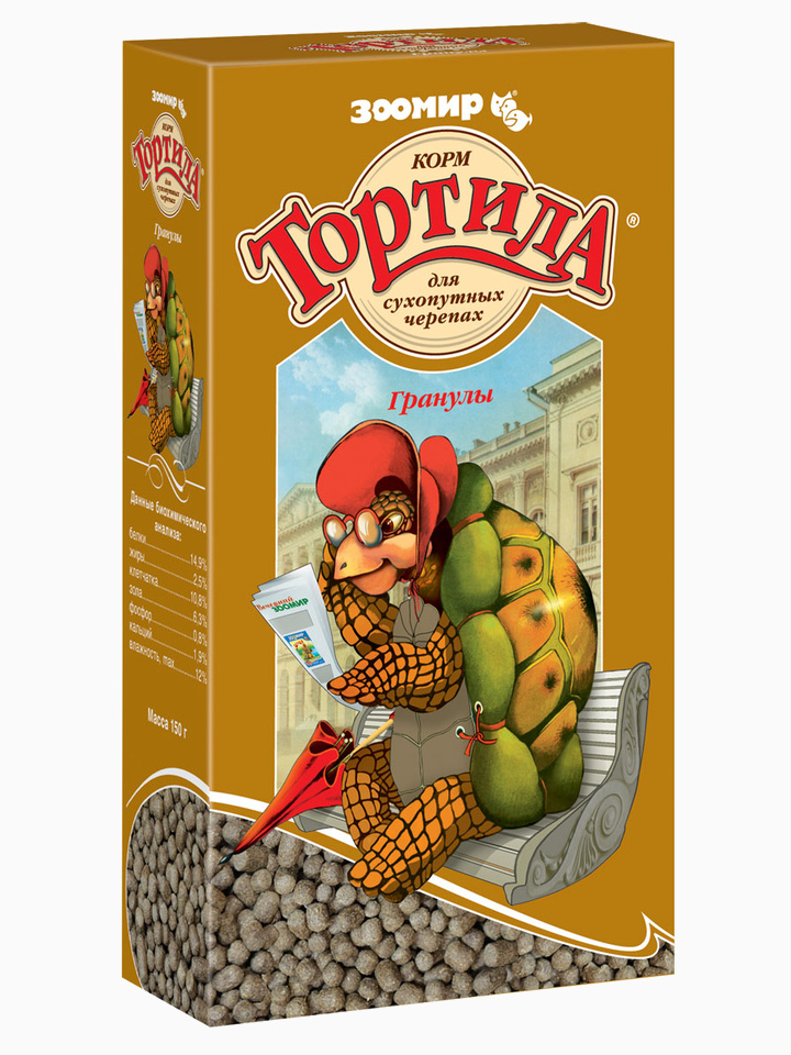 Корм Тортила М для сухопутных черепах гранулы, 150 г