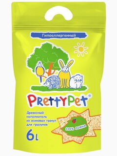 PrettyCat наполнитель осиновый для грызунов и птиц, 6 л
