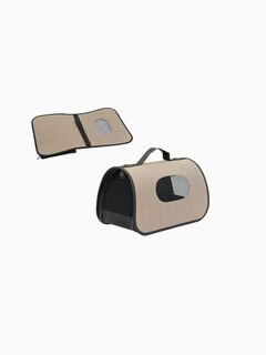 Сумка-переноска жёсткая №2 ECO серия ТУРНЕ" 40,5*24*24см (рогожка, пластик) бежевая"