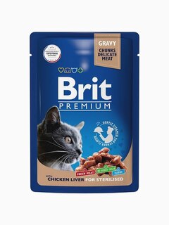 Корм Brit Premium Sterilised Chicken Liver (в соусе) для стерилизованных кошек, куриная печень, 85 г