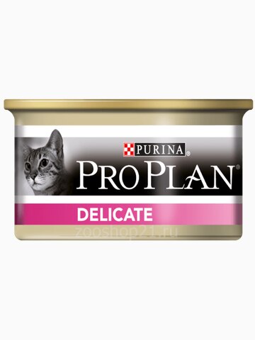 Корм PRO PLAN Delicate для кошек с чувствительным пищеварением и привередливых к еде с индейкой, 85 г