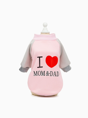 Свитер "I love mom & dad", цвет розовый, размер S (длина спины 20 см)