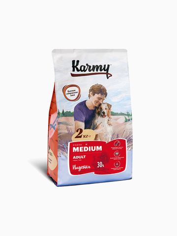 Корм Karmy Medium Adult для собак средних пород с индейкой, 2 кг
