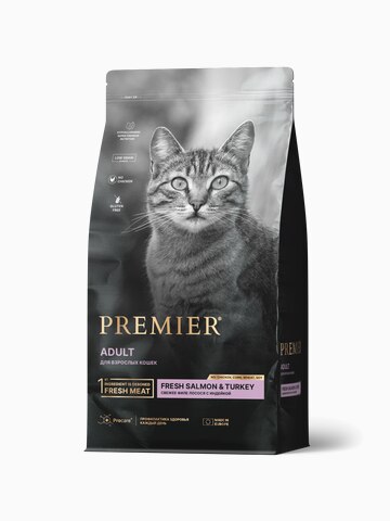 Корм Premier Adult Low Grain Salmon & Turkey (низкозерновой) для кошек, лосось с индейкой, 400 г