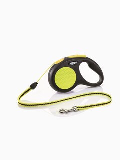 Поводок-рулетка FLEXI NEW NEON S" трос для собак, до 12 кг черный/неон 5 м