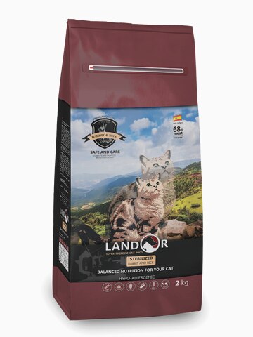 Корм Landor Sterilized Rabbit & Rice для стерилизованных кошек или с избыточным весом кролик с рисом, 400 г