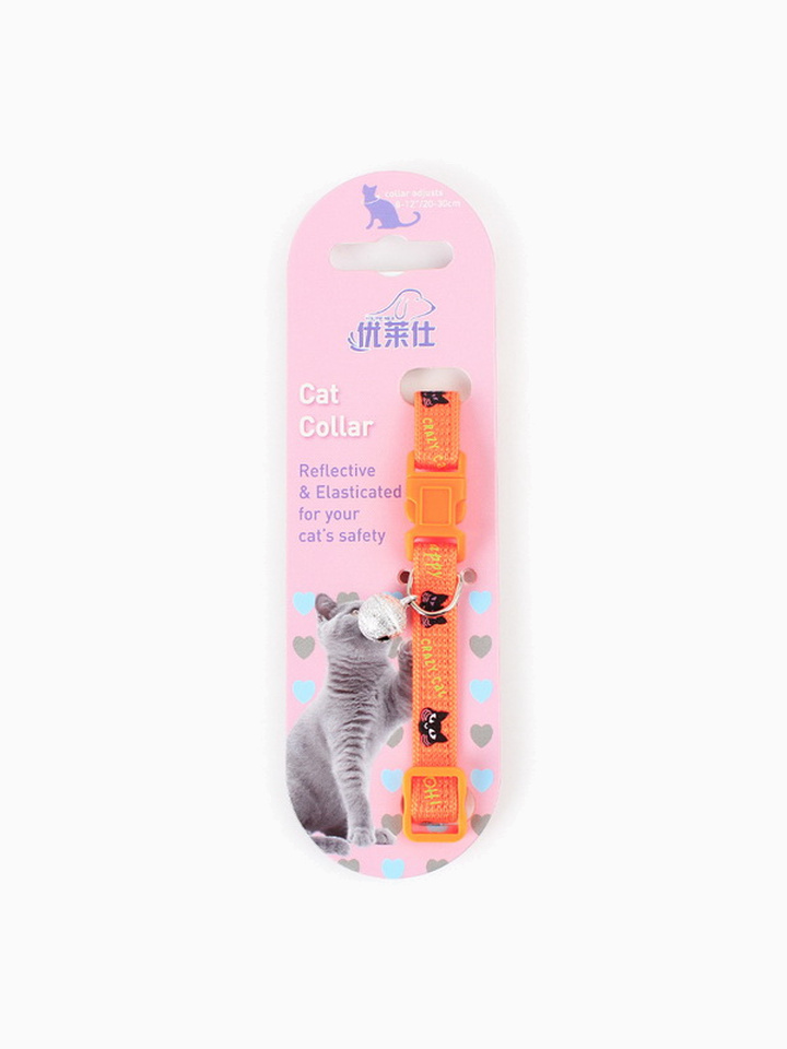 Ошейник нейлоновый для кошек "Panda" с бубенчиком, 20-33 см х 1 см, оранжевый