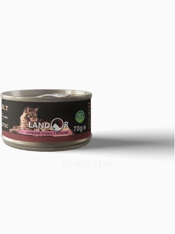 Корм Landor Chiken Breast & Crab для кошек с куриной грудкой и крабом, 70 г