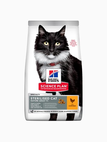 Корм Hill's Science Plan Sterilised Cat для стерилизованных кошек старше 7 лет курица, 300 г