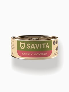 SAVITA консервы для кошек и котят "Кролик с креветкой", 100 г