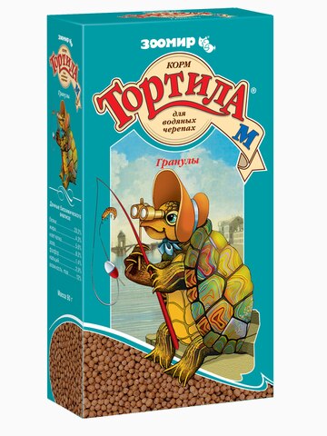 Корм Тортила М для водяных черепах гранулы, 90 г