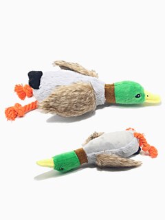 Игрушка мягкая для собак Утка пищяще-шуршащая с канатиком, 36 см