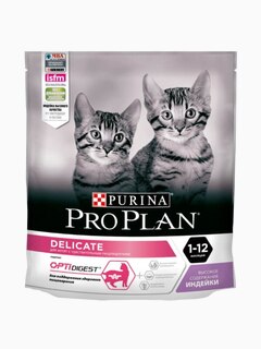 Корм Pro Plan Junior Delicate для котят с чувствительным пищеварением в возрасте от 6 недель до 1 года с индейкой, 400 г