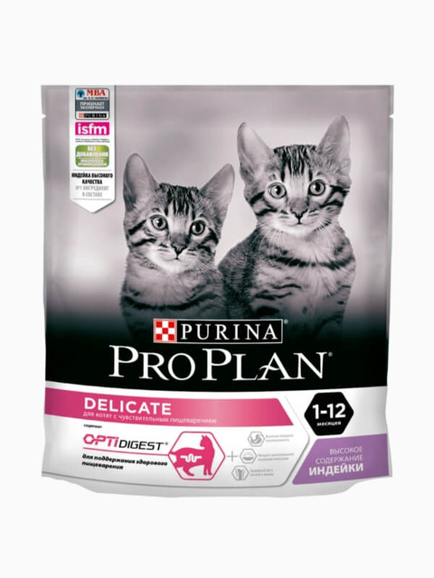 Корм Pro Plan Junior Delicate для котят с чувствительным пищеварением в возрасте от 6 недель до 1 года с индейкой, 400 г