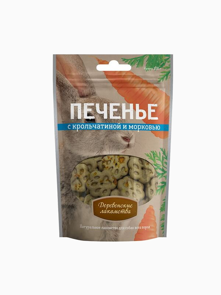 Деревенские Лакомства Печенье с крольчатиной и морковью, 100 г