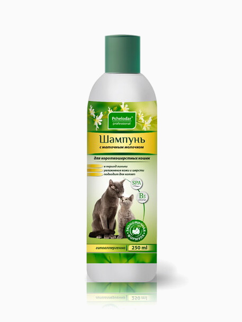 Pchelodar (Пчелодар), серия Professional, шампунь для короткошерстных кошек с маточным молочком, 250 мл
