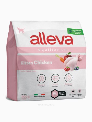 Корм Alleva Equilibrium для котят с курицей, 400 г
