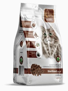 Корм Clan Classic Sterilized 30/14 для стерилизованных кошек, с индейкой, 400 г