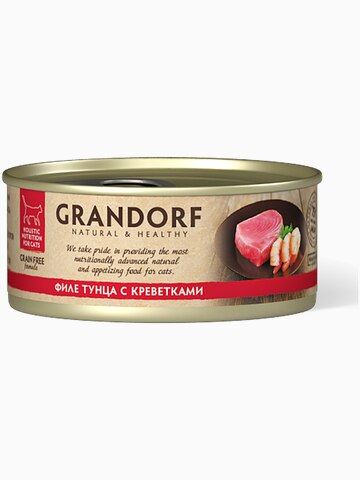 Корм GRANDORF Филе тунца с креветками для кошек всех возрастов, 70 г