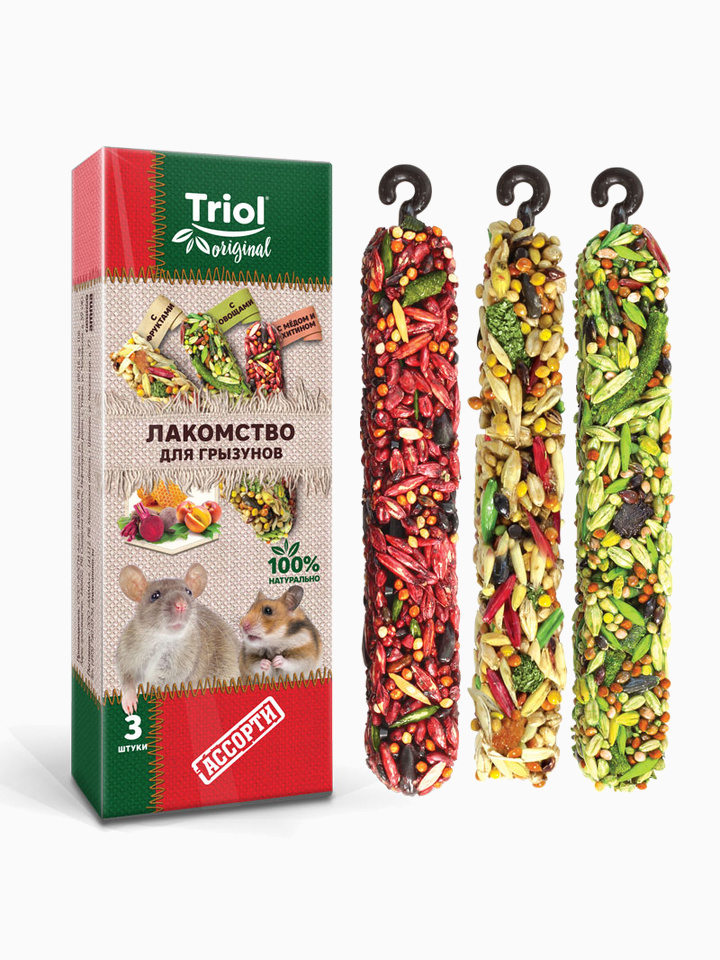 Лакомство Triol Original для грызунов АССОРТИ (уп.3шт.), 75г