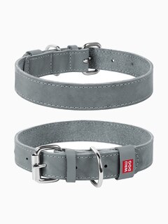 COLLAR ошейник Waudog Classic кожа, металлическая пряжка (шир. 25мм, дл. 38-49см) серый