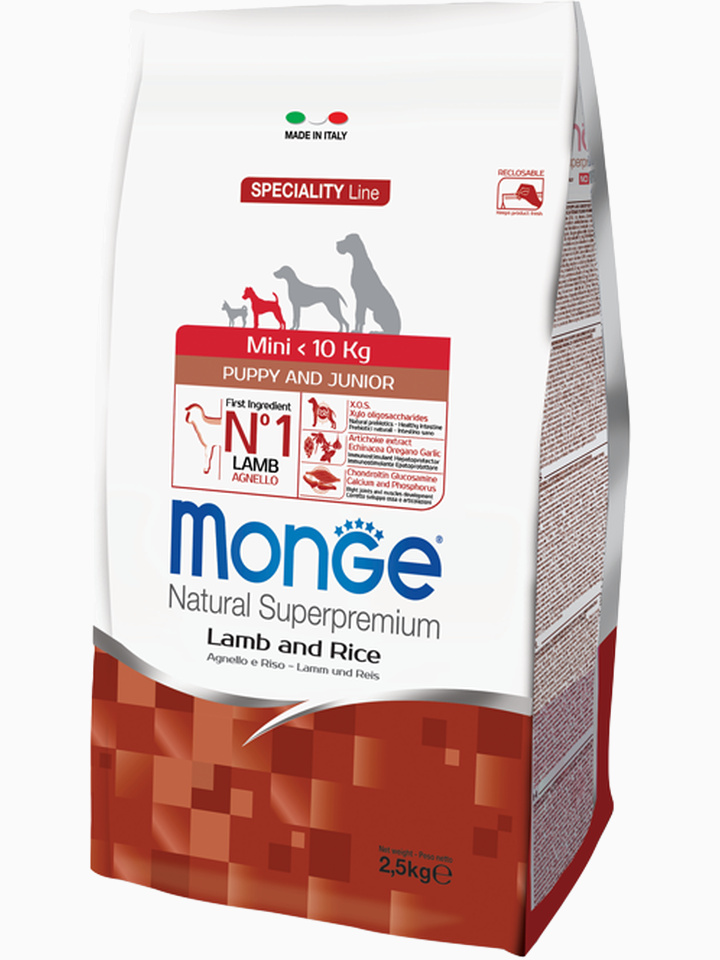 Корм Monge Dog Speciality Mini корм для щенков мелких пород с ягненком и рисом 2,5 кг