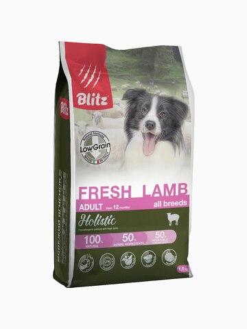Корм Blitz Holistic Fresh Lamb (низкозерновой) для собак, свежий ягненок, 1.5 кг