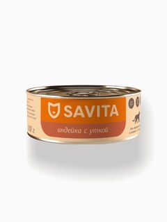 SAVITA консервы для кошек и котят "Индейка с уткой", 100 г