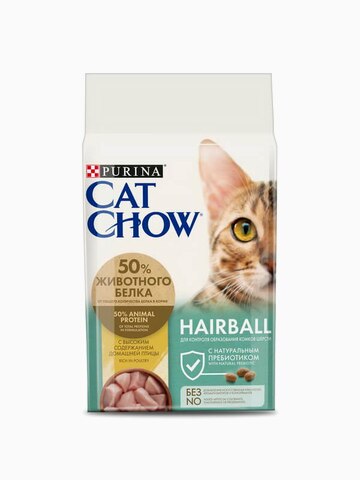 Корм Cat Chow Hairball Control для кошек для выведения шерсти, 1.5 кг