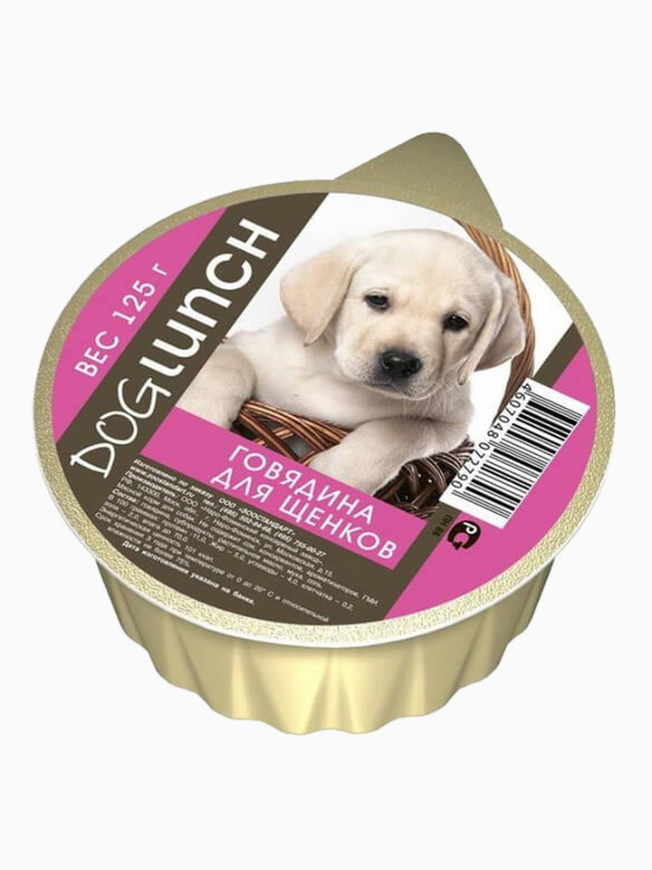 Корм DOG LUNCH консервы для щенков крем-суфле с говядиной, 125 г
