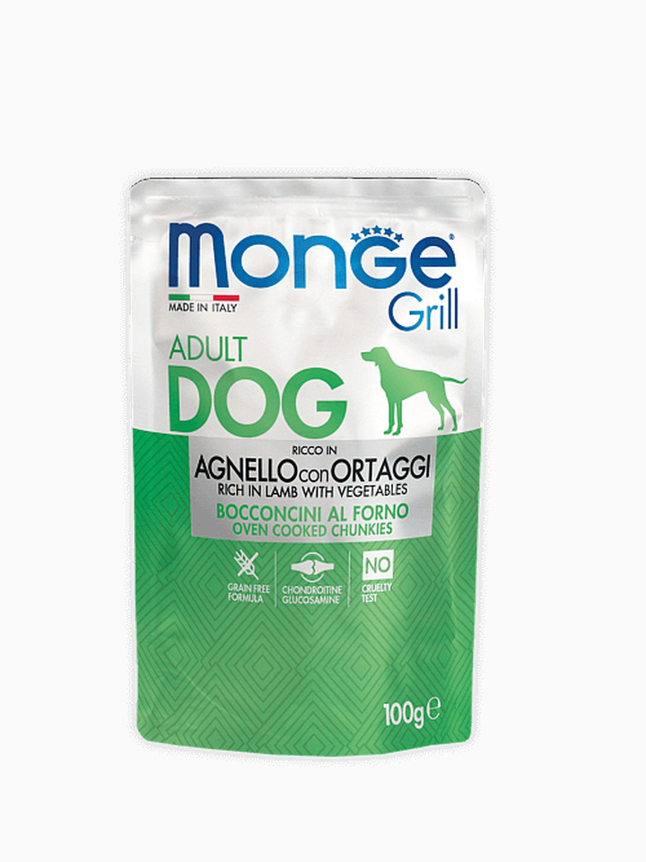 Корм Monge Dog Grill для собак с ягненок и овощами, 100 г