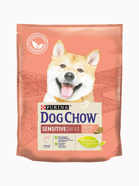 Корм Dog Chow Sensitive Adult для собак с чувствительным пищеварением с лососем, 800 г