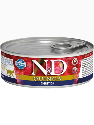 Корм Farmina N&D Quinoa Wet Digestion для кошек, поддержка пищеварения, ягненок, киноа 80 г