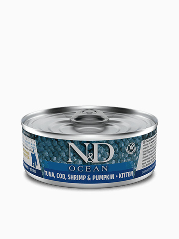 Корм Farmina N&D OCEAN Cod, Shrimps & Pumpkin Kitten для котят, треска с креветками и тыквой, 80 г