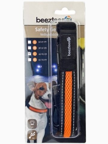 Ошейник для собак "Beeztees", светящийся, с USB, 45-63 см х 25 мм