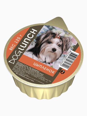 Корм DOG LUNCH консервы для взрослых собак крем-суфле с цыпленком, 125 г