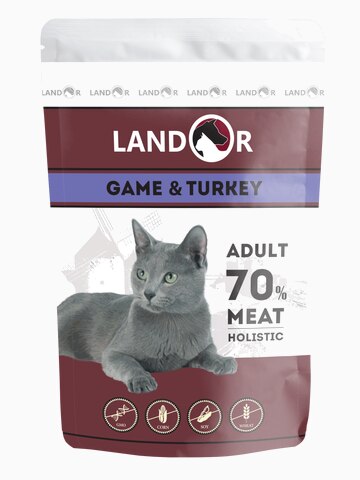 Корм Landor для кошек куропатка с индейкой, 85 г