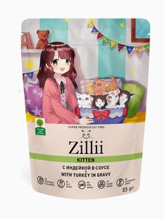 Корм Zillii Kitten для котят индейка в соусе, 85 г