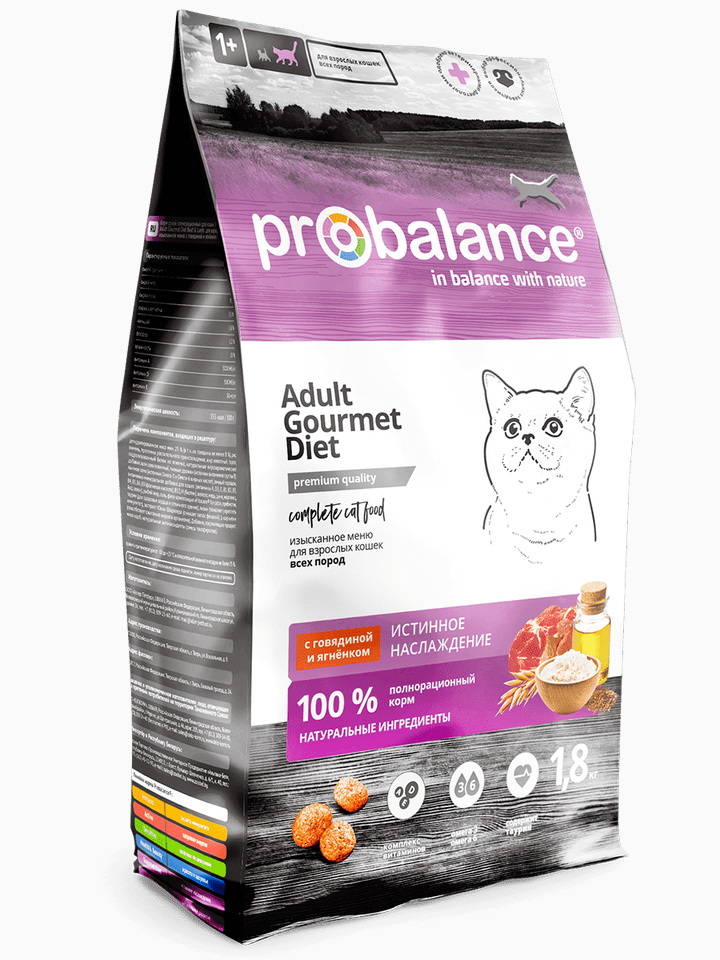 Корм ProBalance для кошек с говядиной и ягненком, 1.8 кг