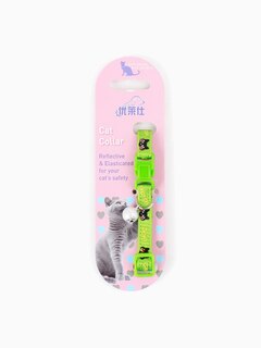 Ошейник нейлоновый для кошек "Panda" с бубенчиком, 20-33 см х 1 см, зеленый