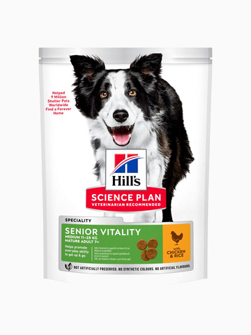 Корм Hill's Science Plan Youthful Vitality для собак средних пород старше 7 лет для борьбы с возрастными изменениями с курицей и рисом, 12 кг
