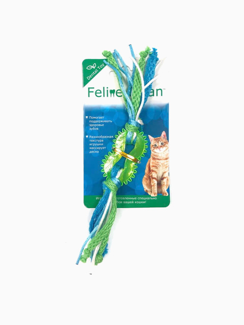 Feline Clean игрушка для кошек Dental Колечко прорезыватель с лентами, резина 150*90*10 мм