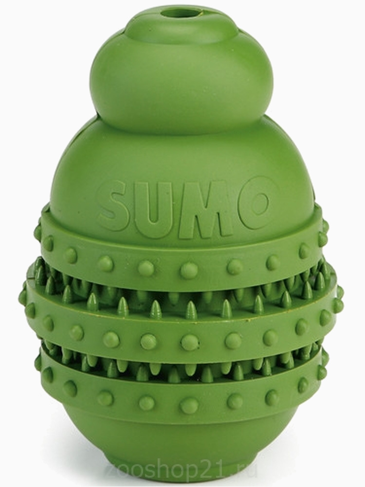 Игрушка для собак "Sumo Play", для зубов, зеленая, 6х6х8,5 см
