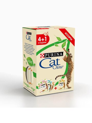 Корм Cat Chow Adult (в желе) для кошек, ассорти, 85 г (4+1 в подарок)