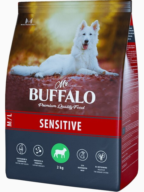 Корм MR.BUFFALO M/L SENSITIVE для взрослых собак средних и крупных пород с чувствительным пищеварением с ягненком, 2 кг