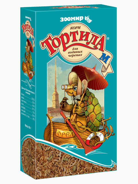 Корм Тортила М для водяных черепах, 50 г