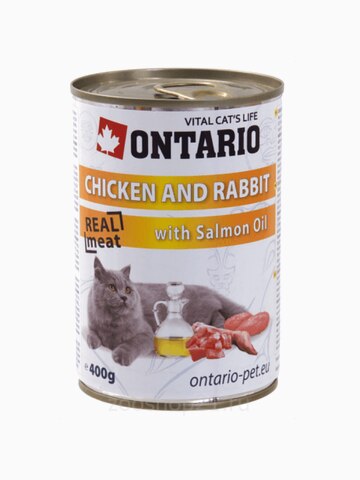 Корм Ontario консервы для кошек: курица и кролик, ONTARIO konzerva Chicken, Rabbit, Salmon Oil, 400 г
