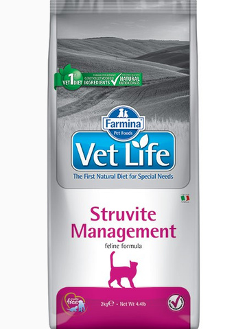 Корм Farmina Vet Life Struvite Management для кошек при рецидивах МКБ струвитного типа, 2 кг