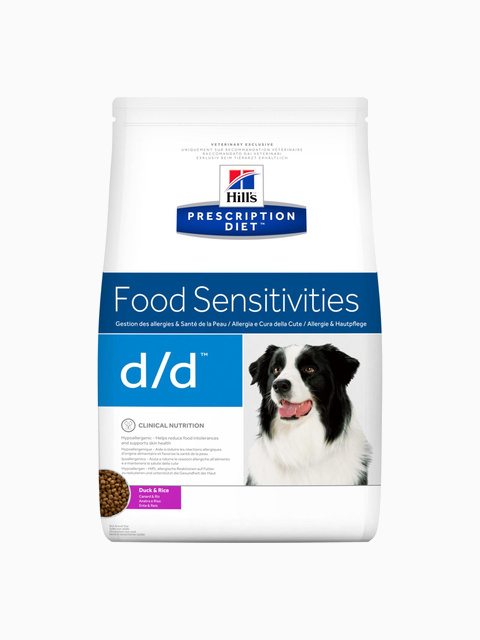 Корм Hill's Prescription Diet d/d Food Sensitivities для собак диета для поддержания здоровья кожи и при пищевой аллергии утка и рис, 12 кг