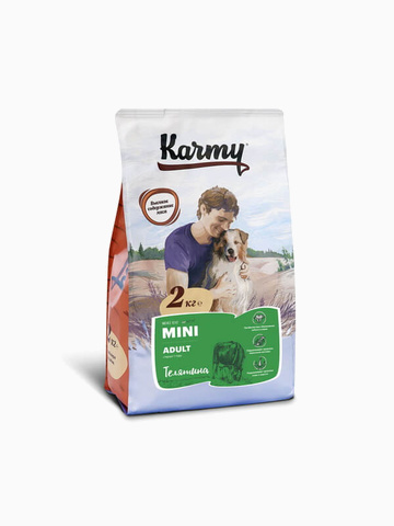 Корм Karmy Mini Adult для собак маленьких пород с телятиной, 2 кг